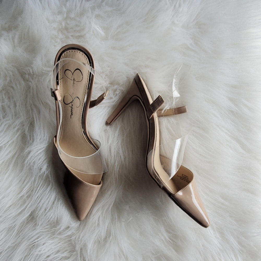 Pointed toe nude heels
